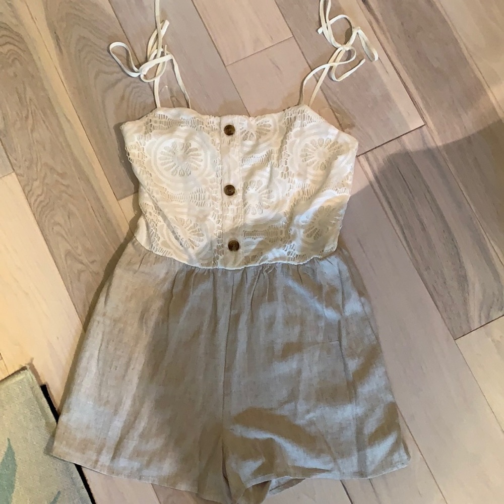 Speechless romper with lace flower detailing